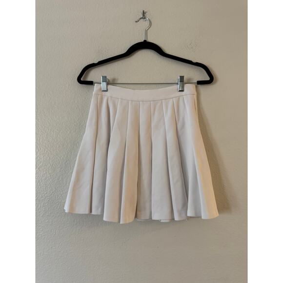 Theory Womens Summer Pique Pleated Mini Skirt Size 0 White Knit A-Line High Rise - Picture 3 of 8